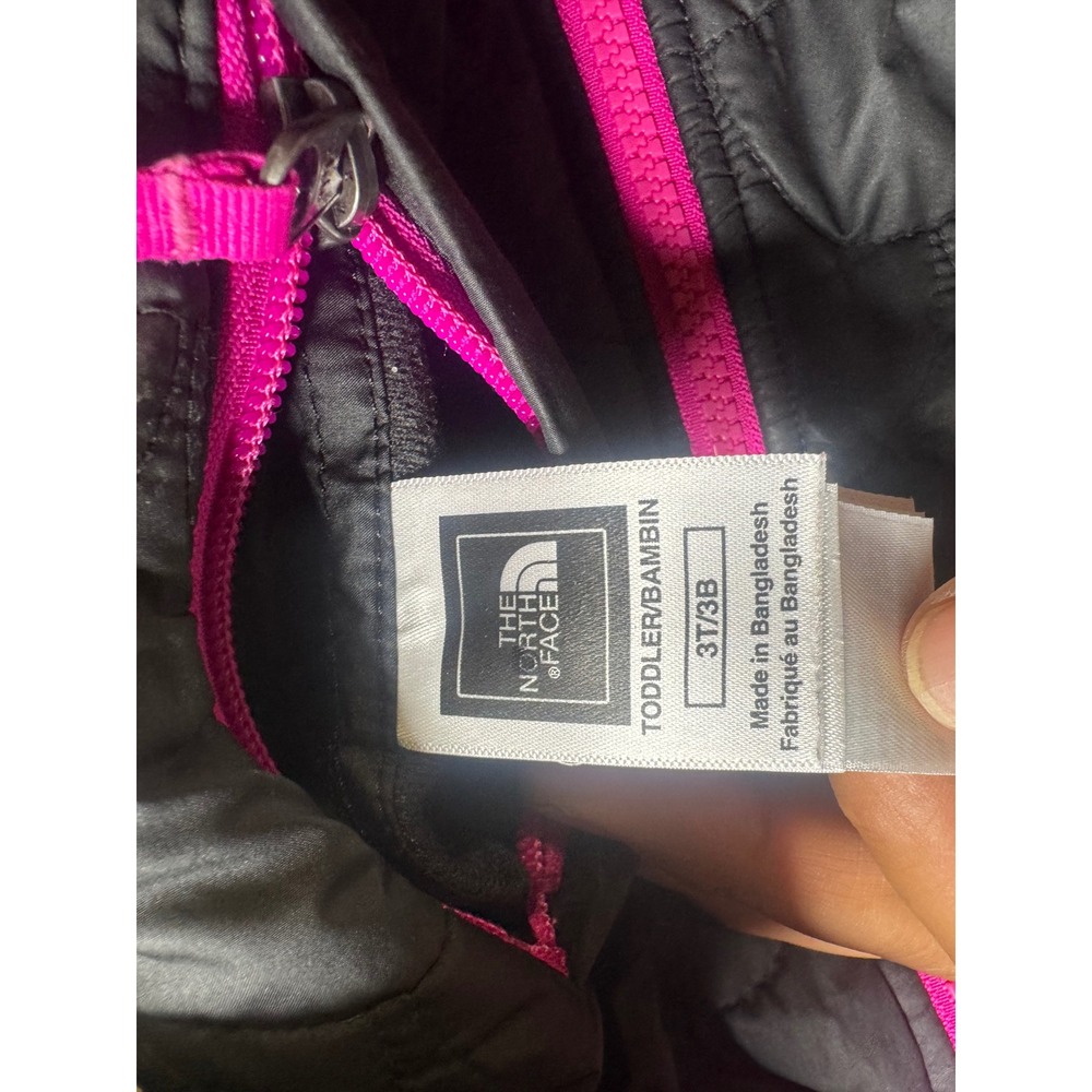 The North Face Toddler 3T Reversible Quilted Jacket Black Purple Floral Hooded - Picture 5 of 6